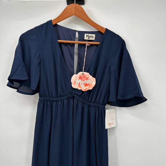 SHOW ME YOUR MUMU Emily Empire Waist Maxi Dress in Crisp Navy // XXS - Picture 4 of 10